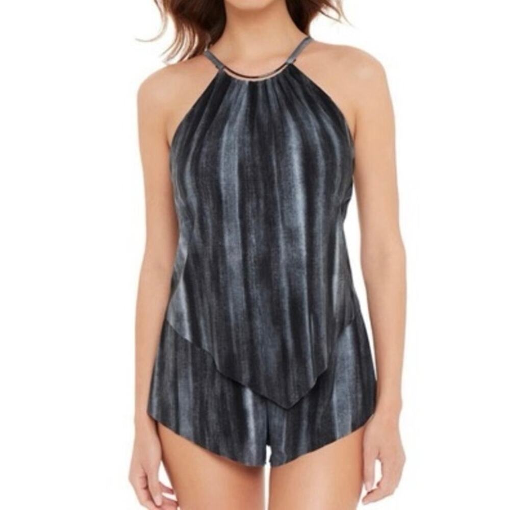 Magicsuit Miraclesuit Jeannie Goldie Romper Swimsuit Size 10 Black One Piece NWT